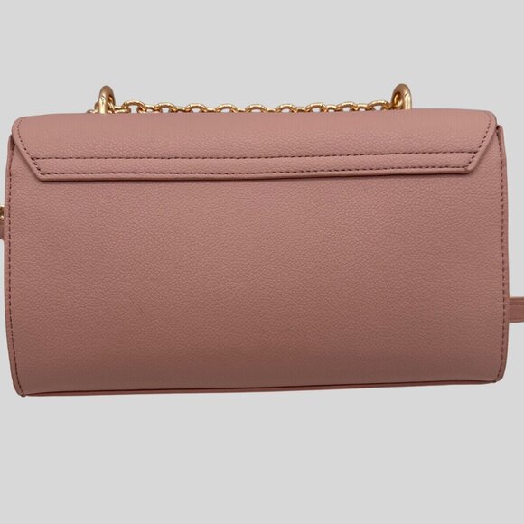 Anne Klein 10" X 6" X 3" Pink Crossbody Bag Faux Leather Gold Chain Flap Bag - Picture 5 of 10